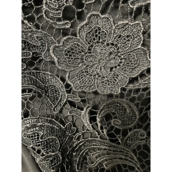 Eva Mendes Black Pencil Dress 3/4 Floral Lace Sleeve Lined Women's Size 14 NWOT - Picture 3 of 4